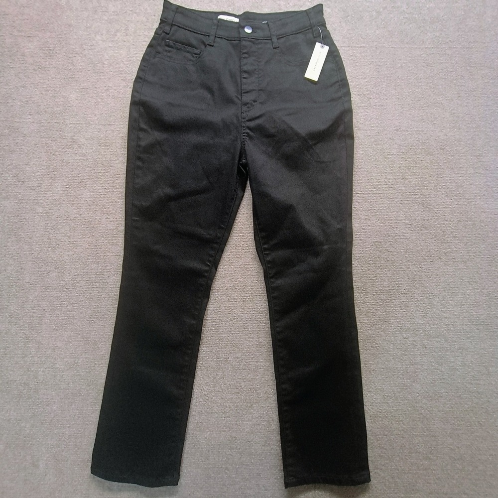 Anthropologie Women's Pilcro Straight Leg Stretch Jeans Black Size 28x26 MSP $98